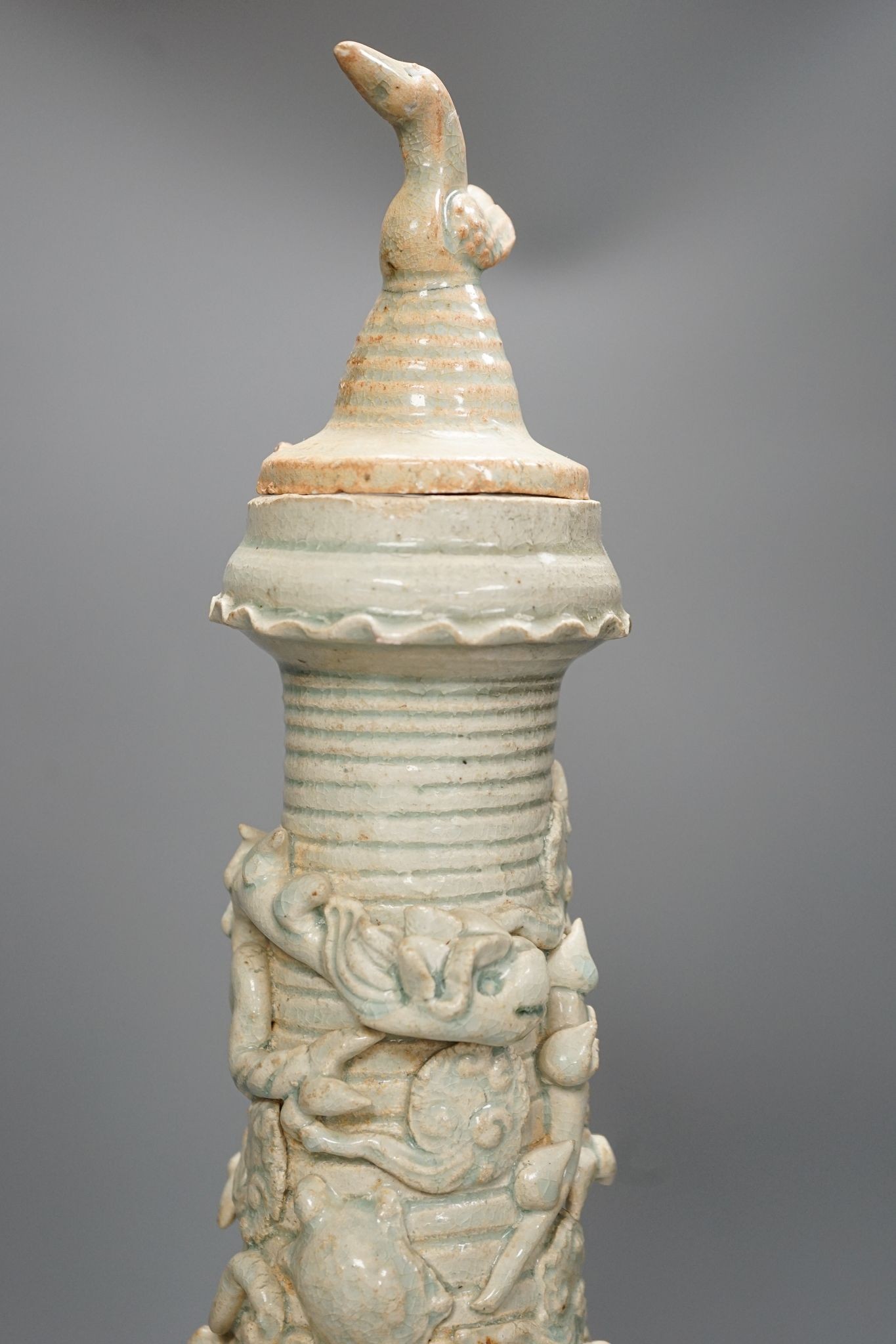 A Chinese Qingbai funerary jar and cover, Song Dynasty, 56cm